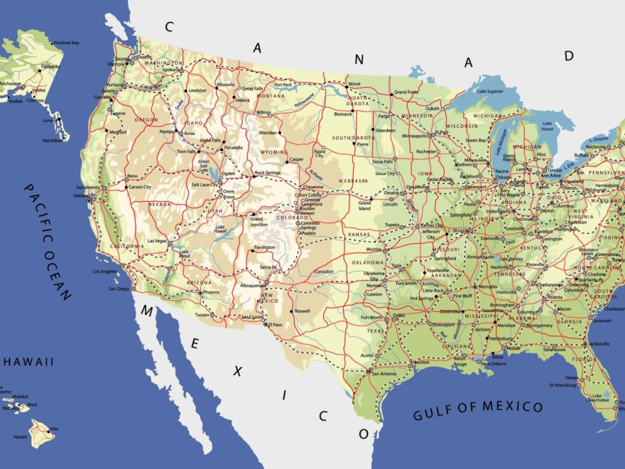High Detailed United States Of America Road Map