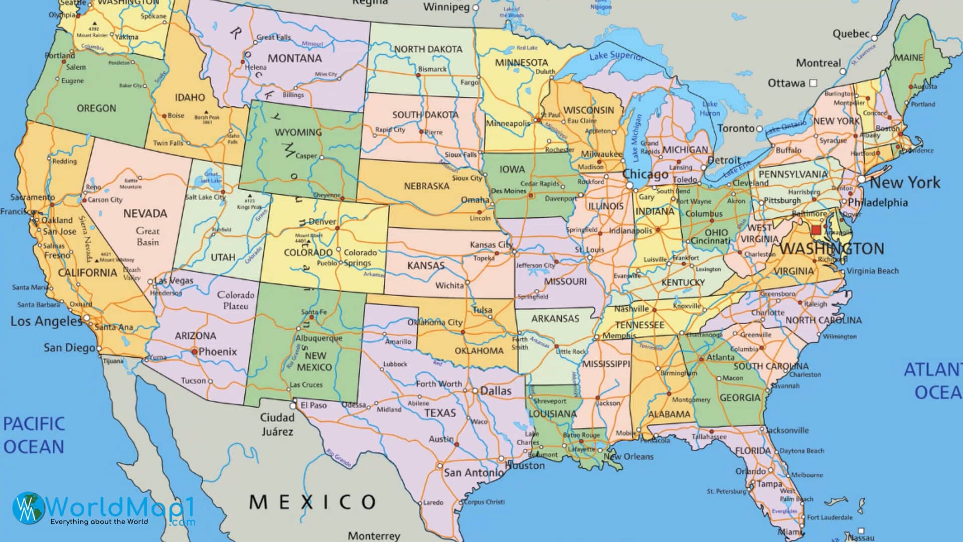 Free Printable Usa Road Map