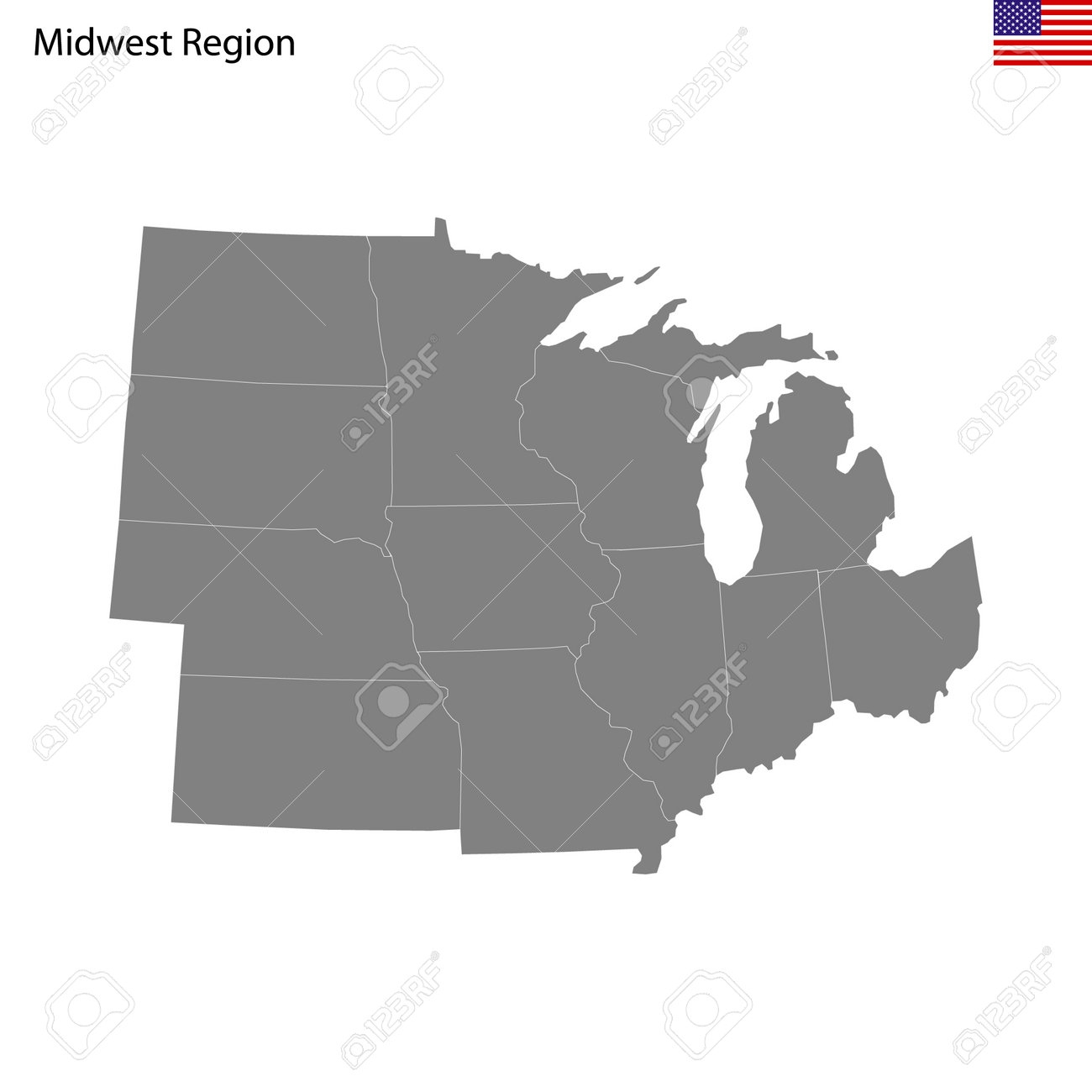 Midwest State Map Blank Printable