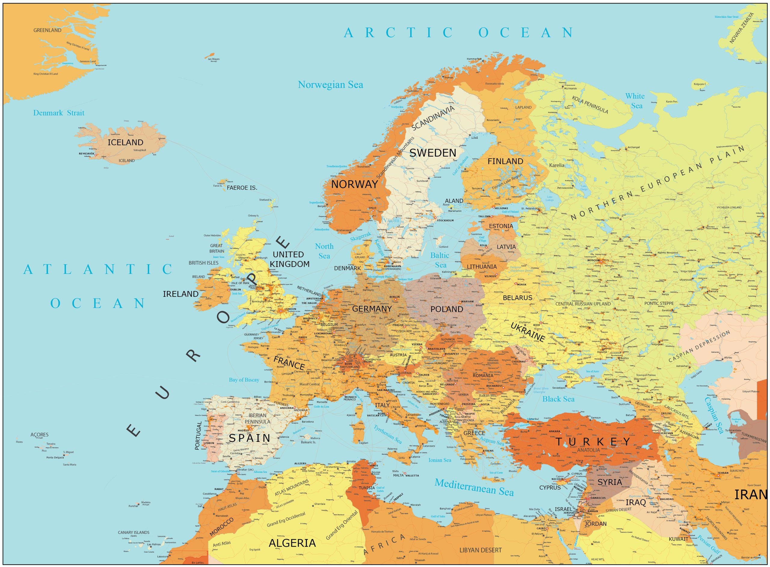 Europe Map Printable Free