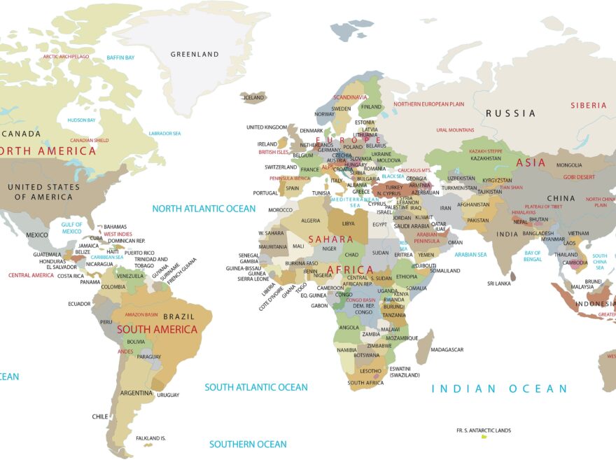 High Resolution World Map GIS Geography