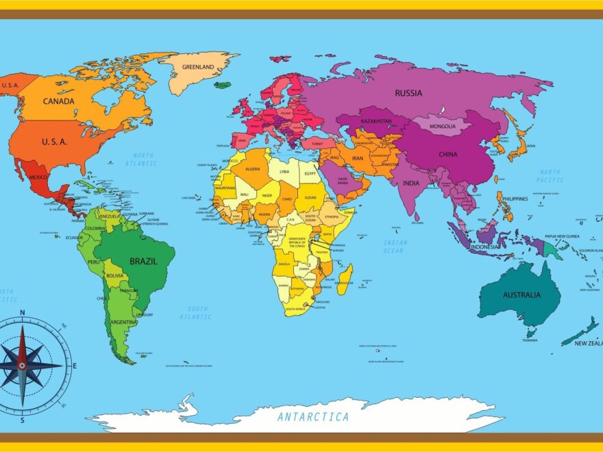 High Resolution World Map GIS Geography Worksheets Library