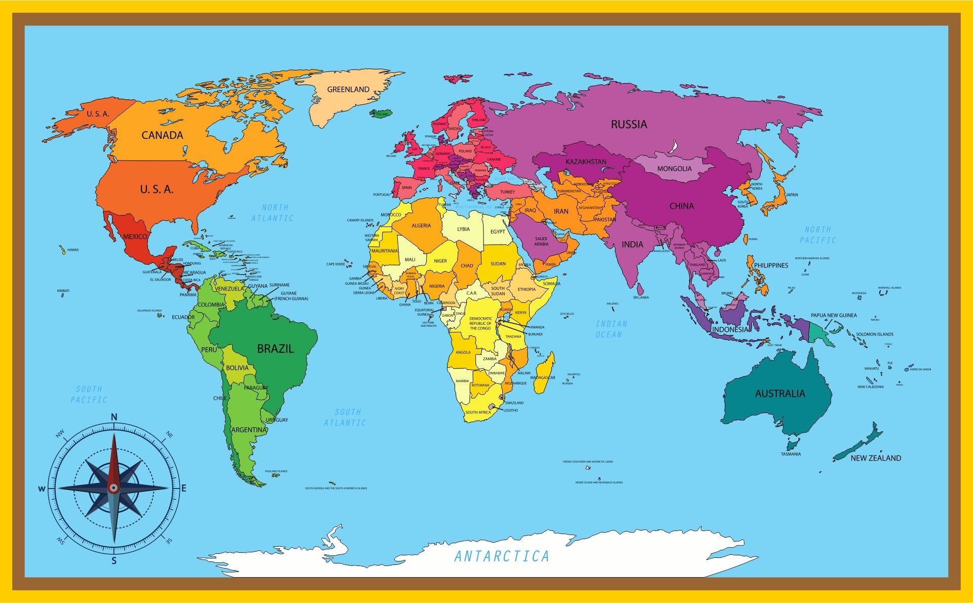 High Resolution World Map GIS Geography Worksheets Library