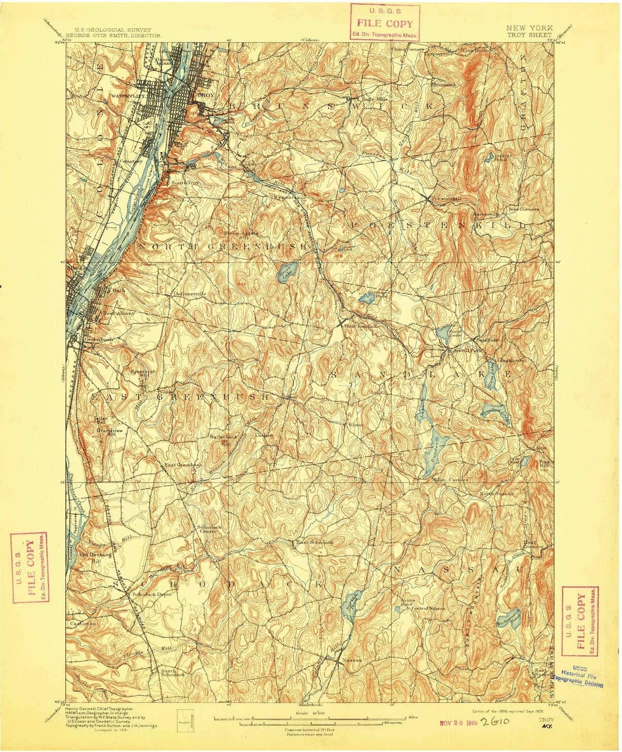 Historical Topographic Map Of Troy NY 1898 1909 Jordan Ubuy