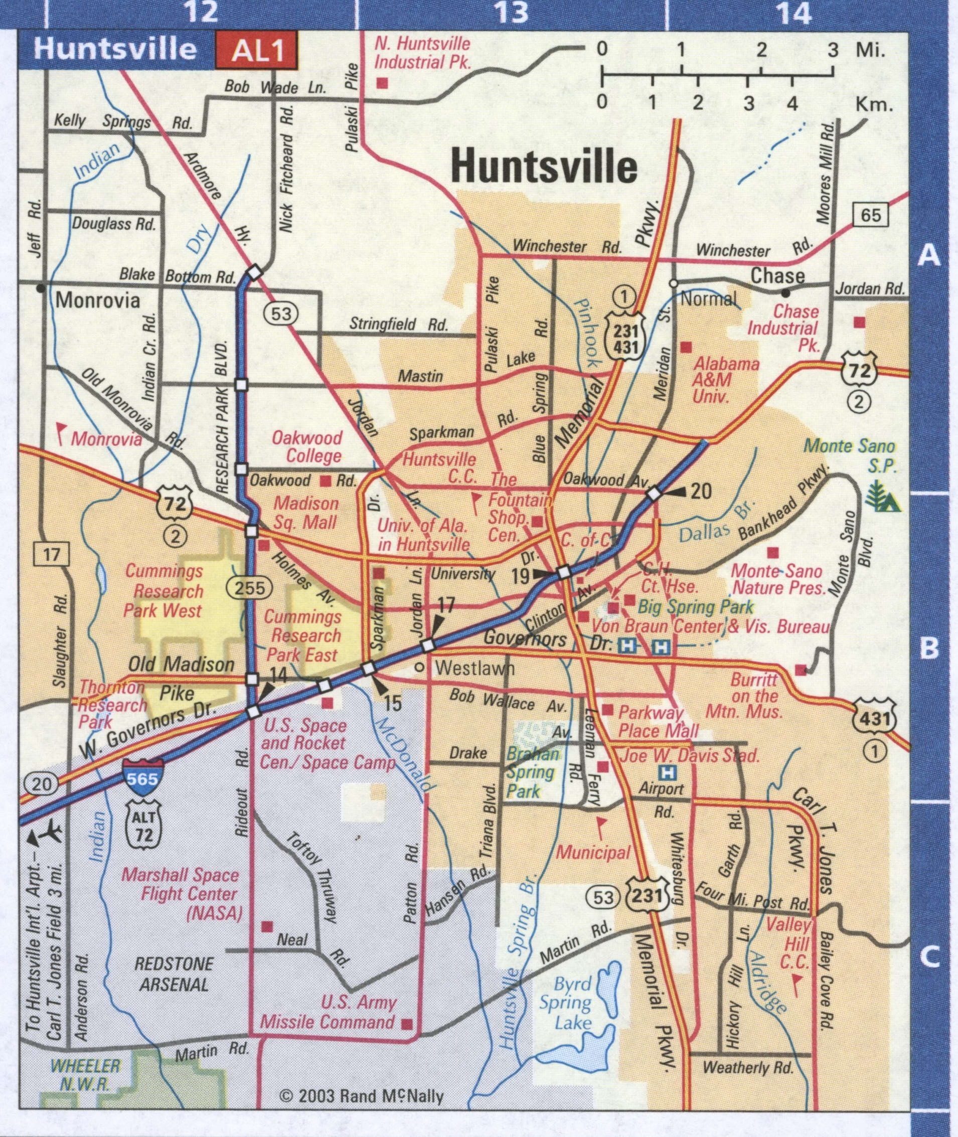 Huntsville AL Road Map Highway Huntsville AL City And Surrounding Area