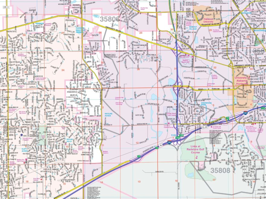 Huntsville AL Wall Map By Kappa The Map Shop