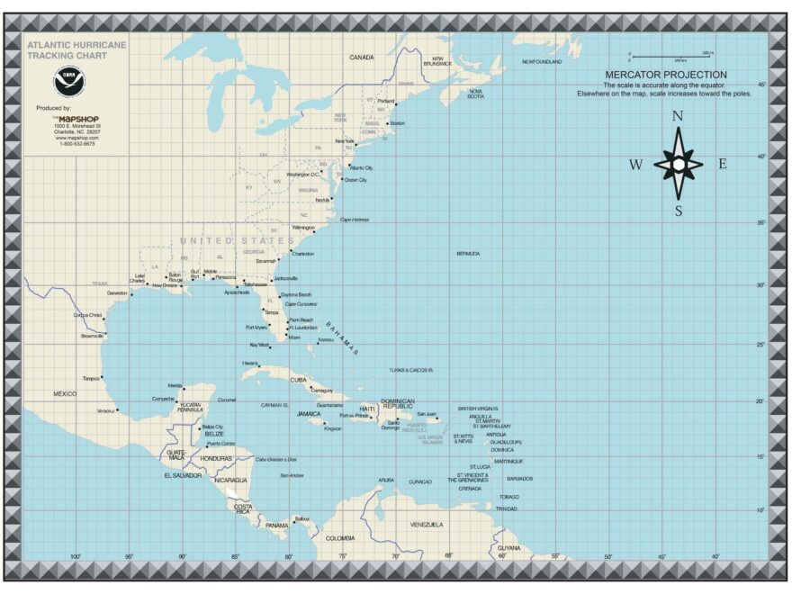 Hurricane Tracking Chart By MapShop The Map Shop