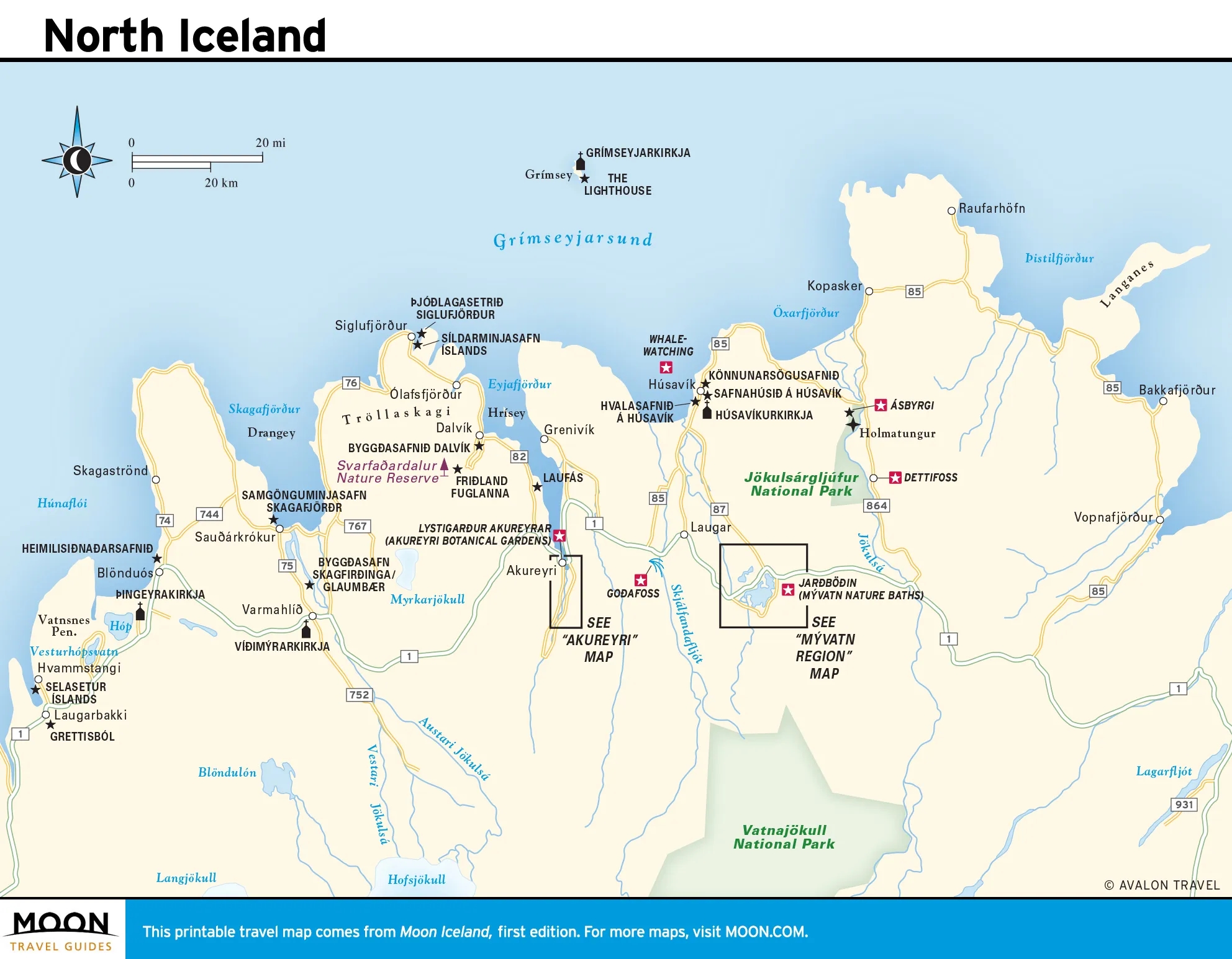 North Iceland Roads Map Printable