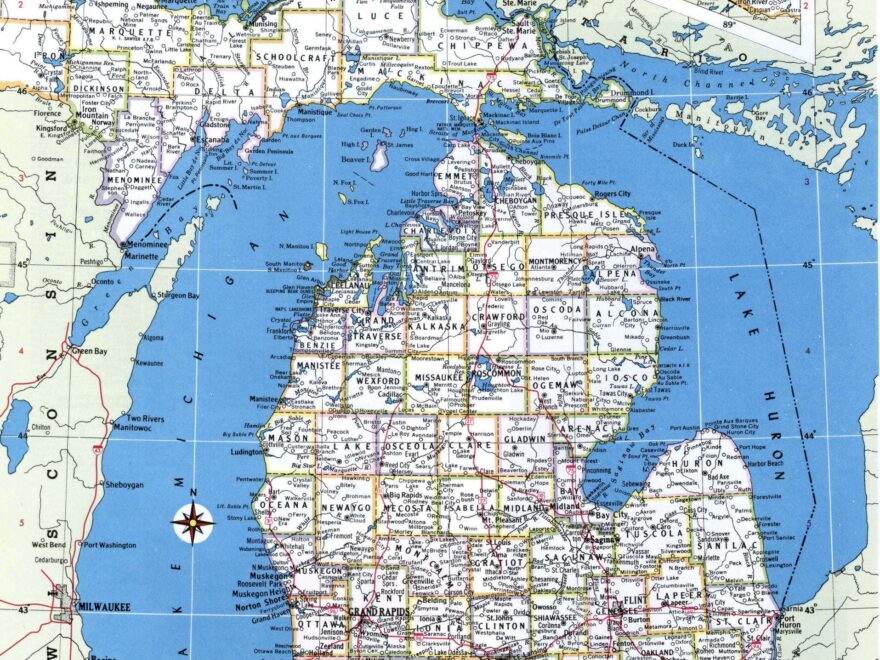 Iconic Arts Laminated 24x30 Poster High Quality Michigan Road Map Perfect For Home Office Classroom Decor Walmart