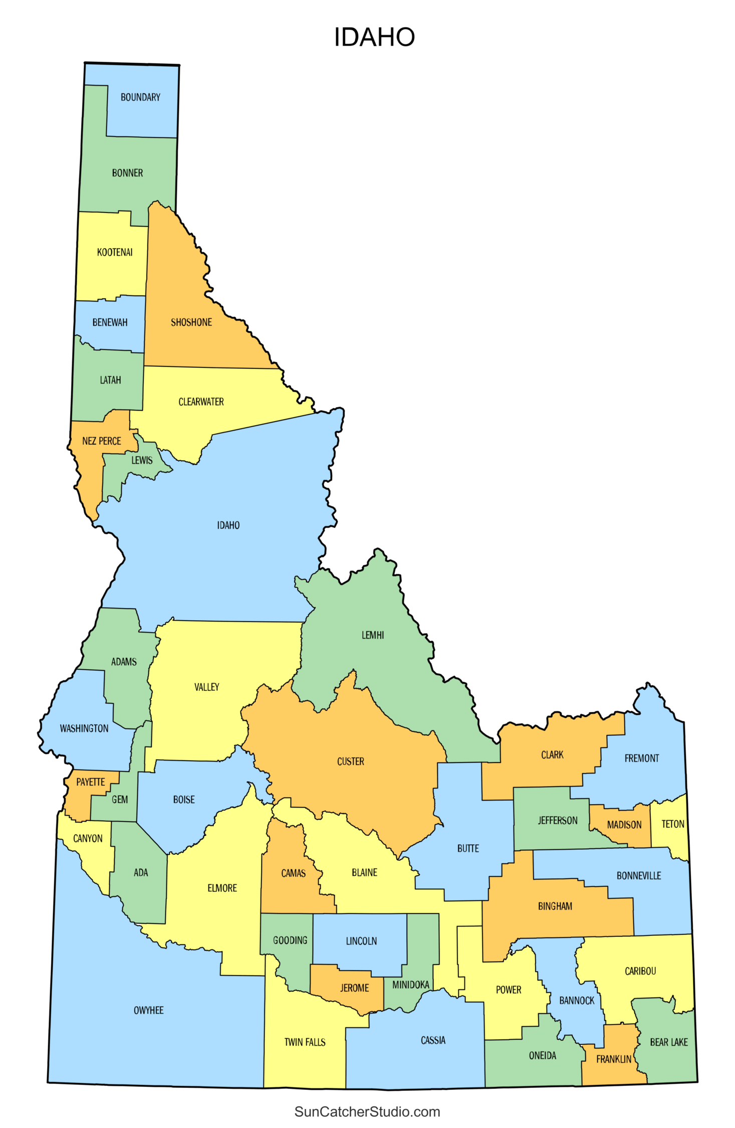 Idaho County Map Printable State Map With County Lines Free Printables Monograms Design Tools Patterns DIY Projects