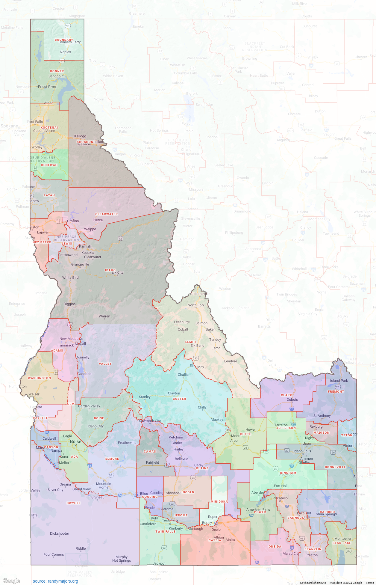 Map Of Idaho Counties Printable
