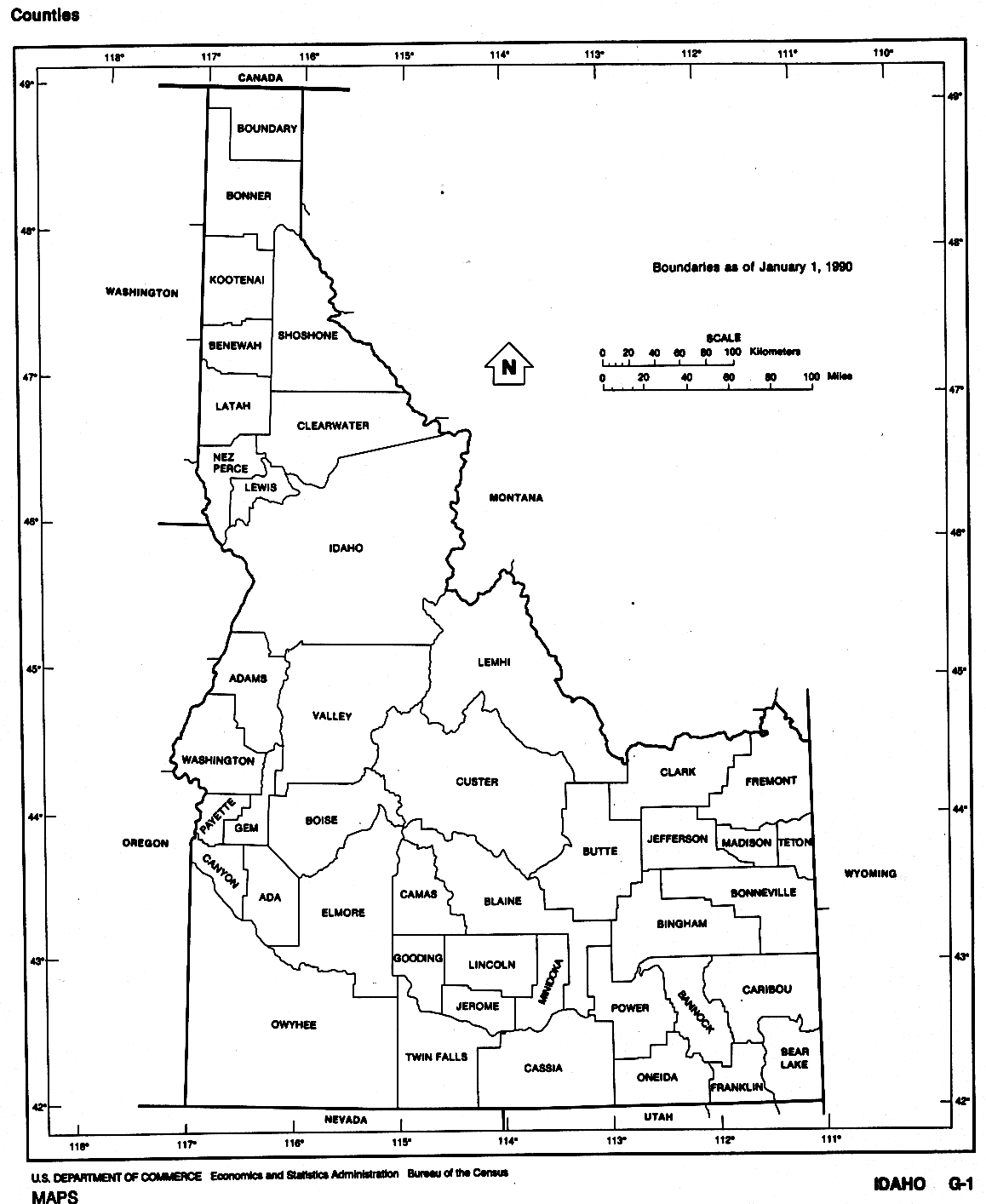 Free Printable Idaho Map