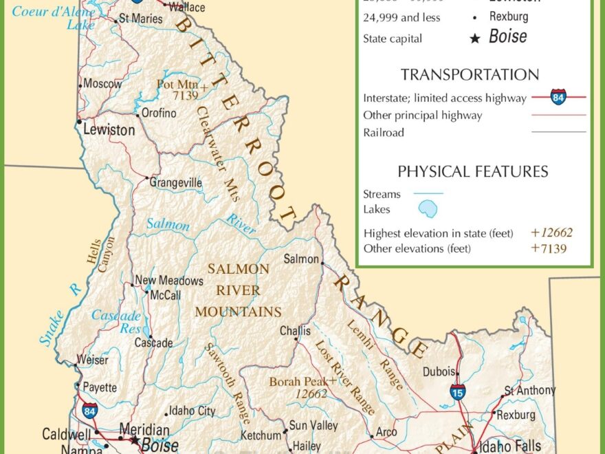 Idaho Highway Map Ontheworldmap