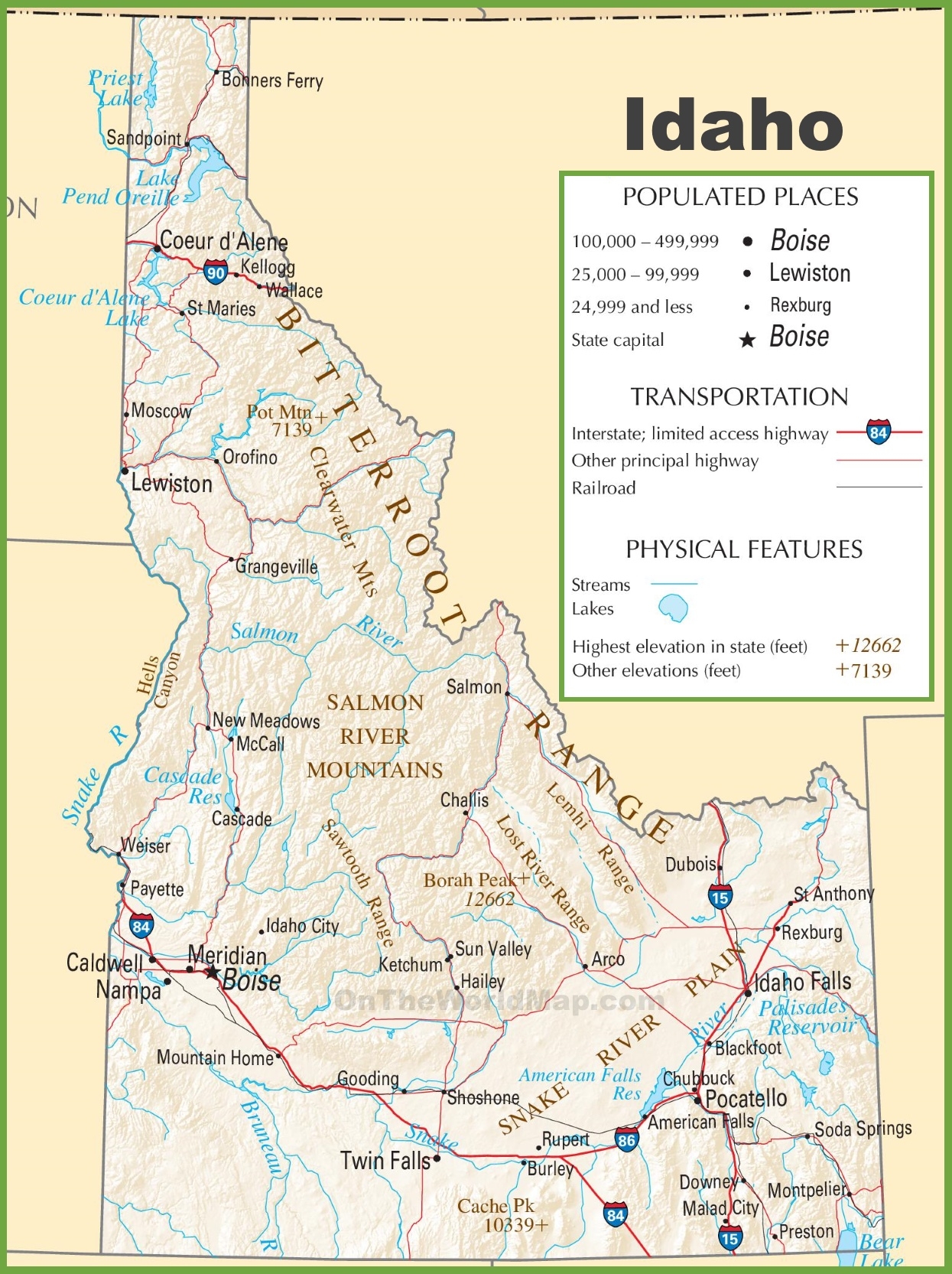 Idaho Highway Map Ontheworldmap