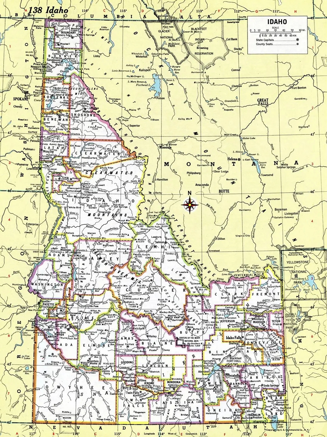Idaho Map Instant Download Printable Map Digital Download Wall Art Antique Map Etsy