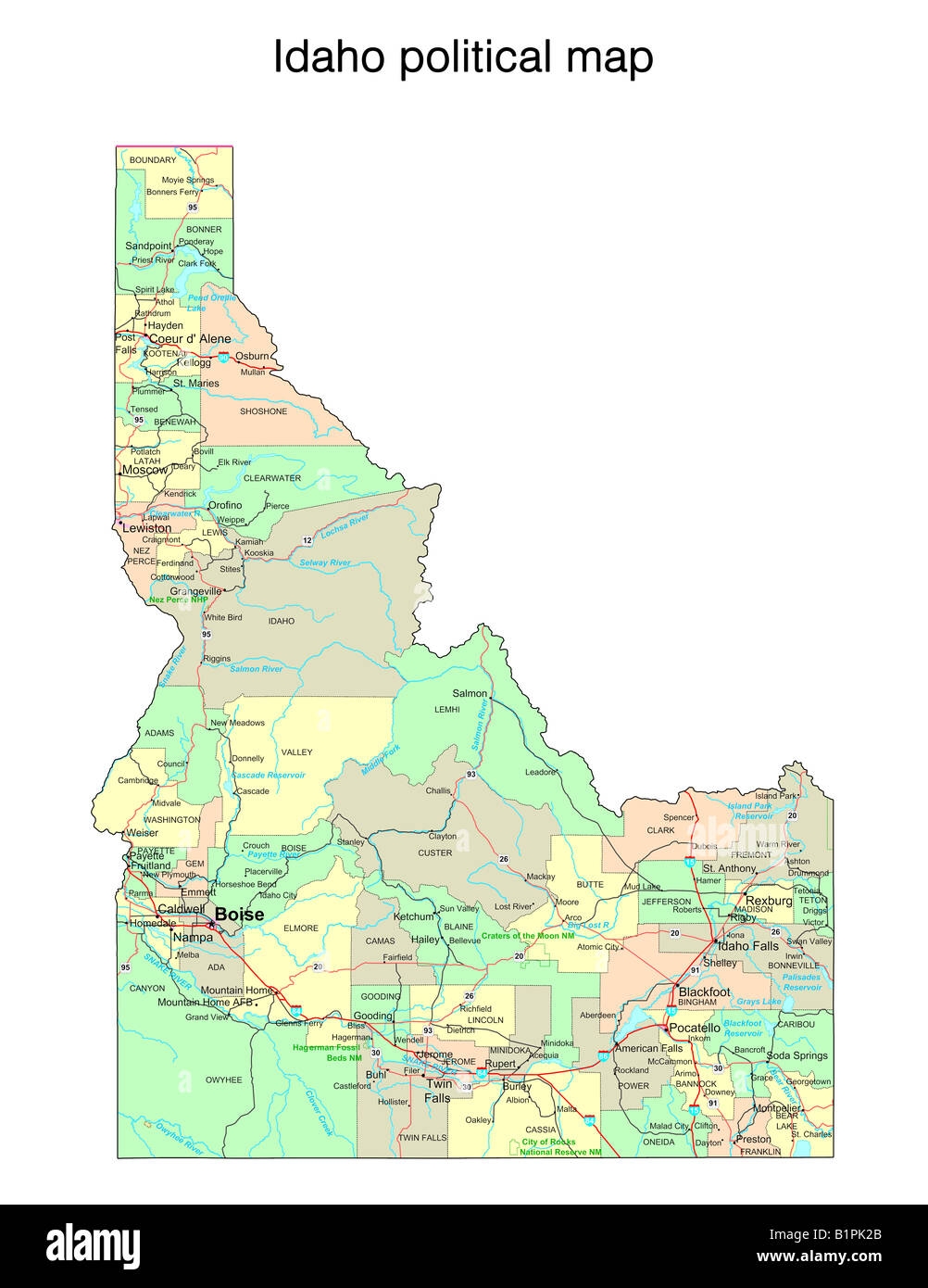 Printable Idaho Counties Map