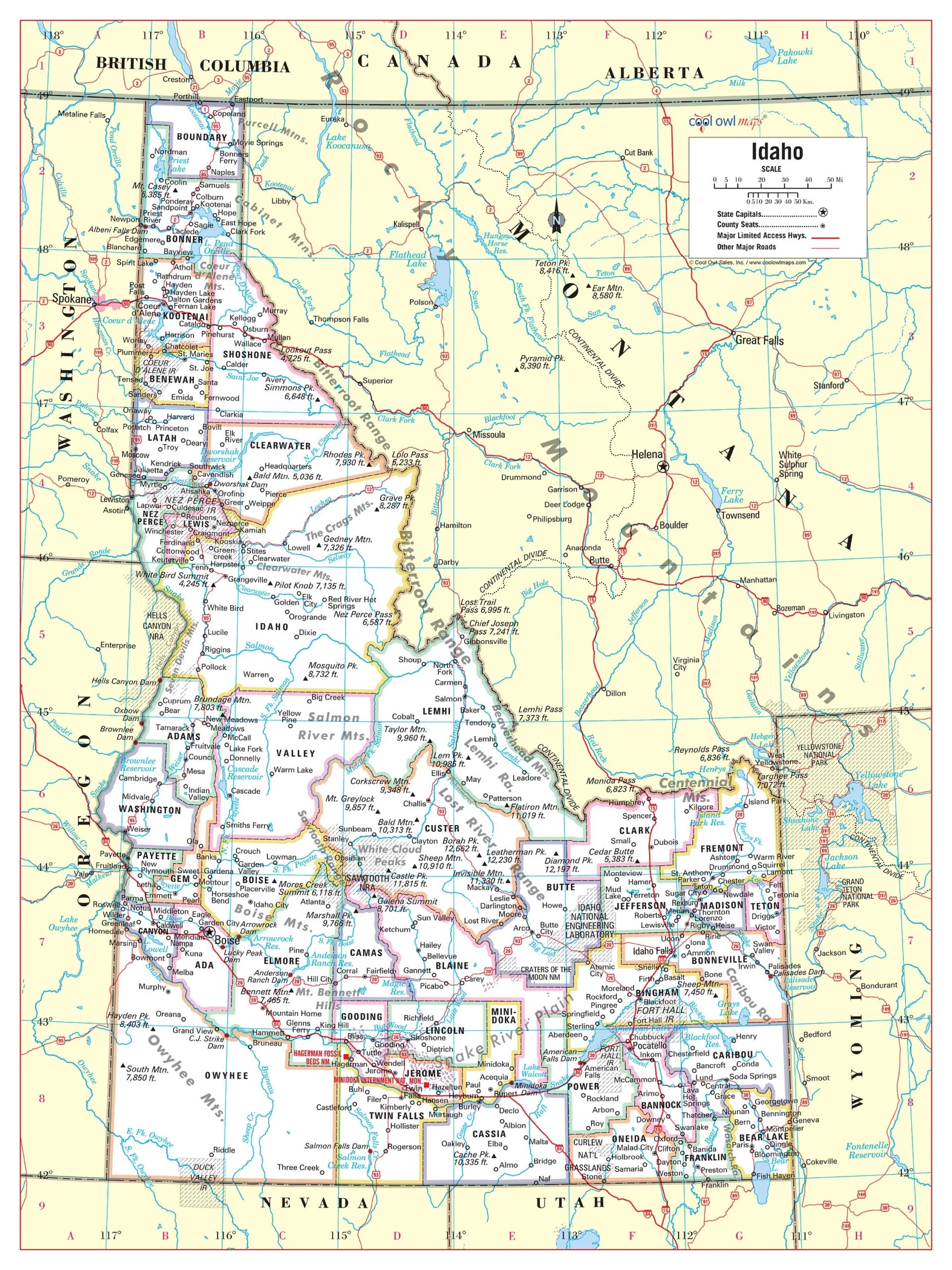 Idaho State Wall Map Large Print Poster 24 wx32 h Etsy