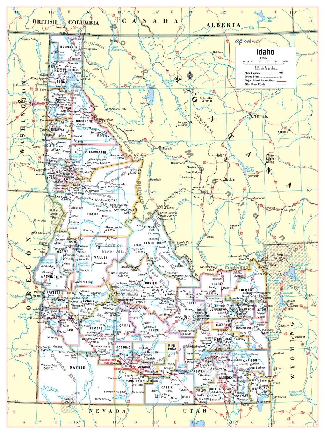 Full Page Printable Idaho Map