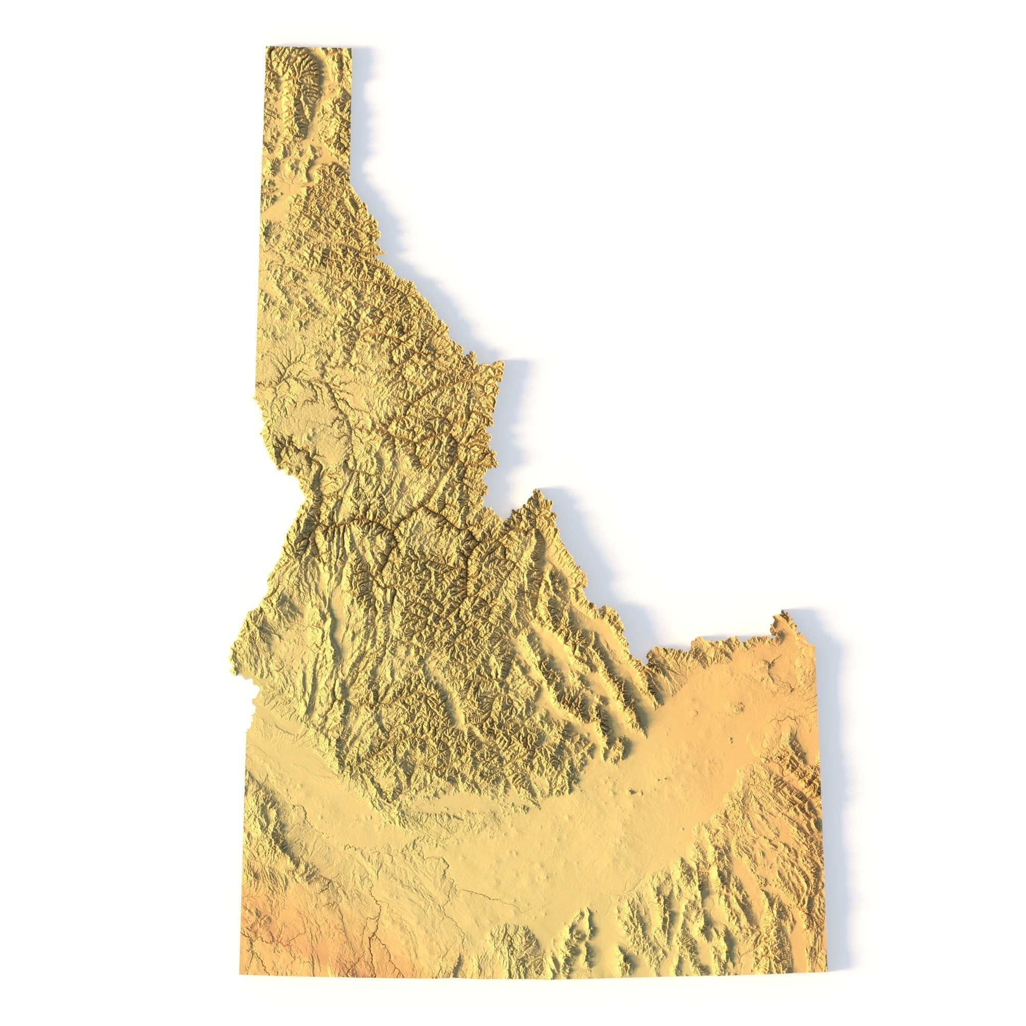  Idaho Topographic Map 3D Model For 3D Printing CNC Carving 3D File For 3D Printing And CNC Machining Laser Cutting Cults