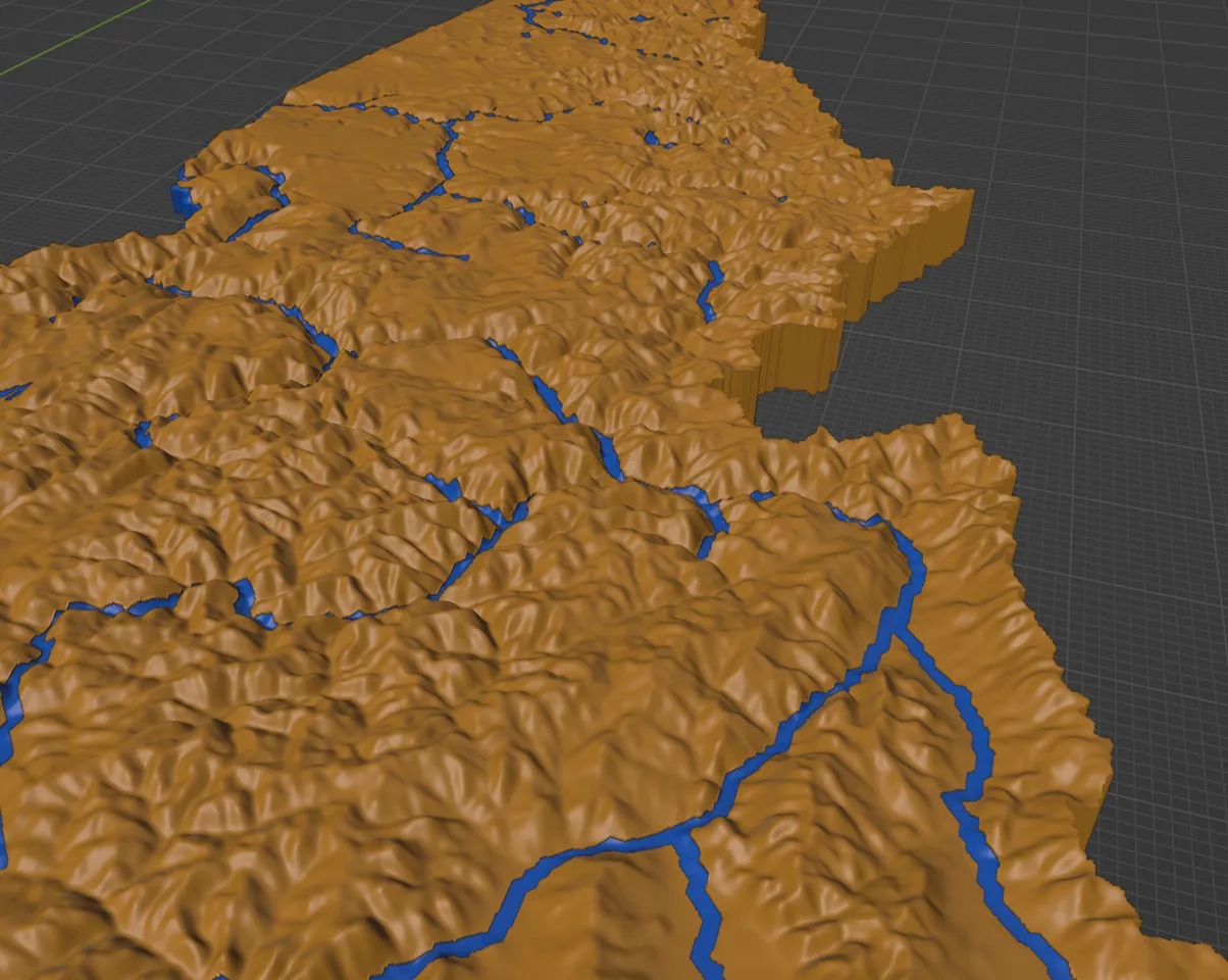 Idaho USA ID Topographic Map With Hydrographic Features By Ansonl Download Free STL Model Printables