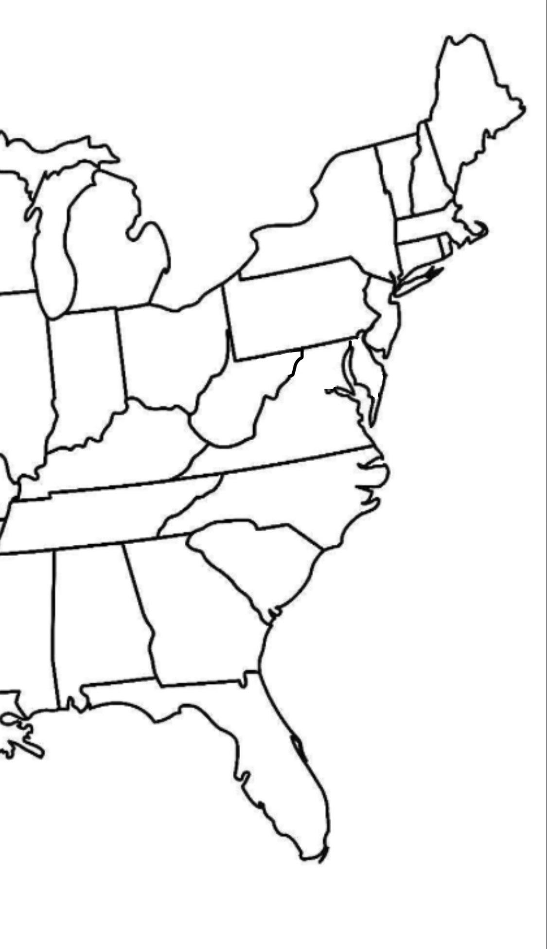 Printable Blank Map East Coast