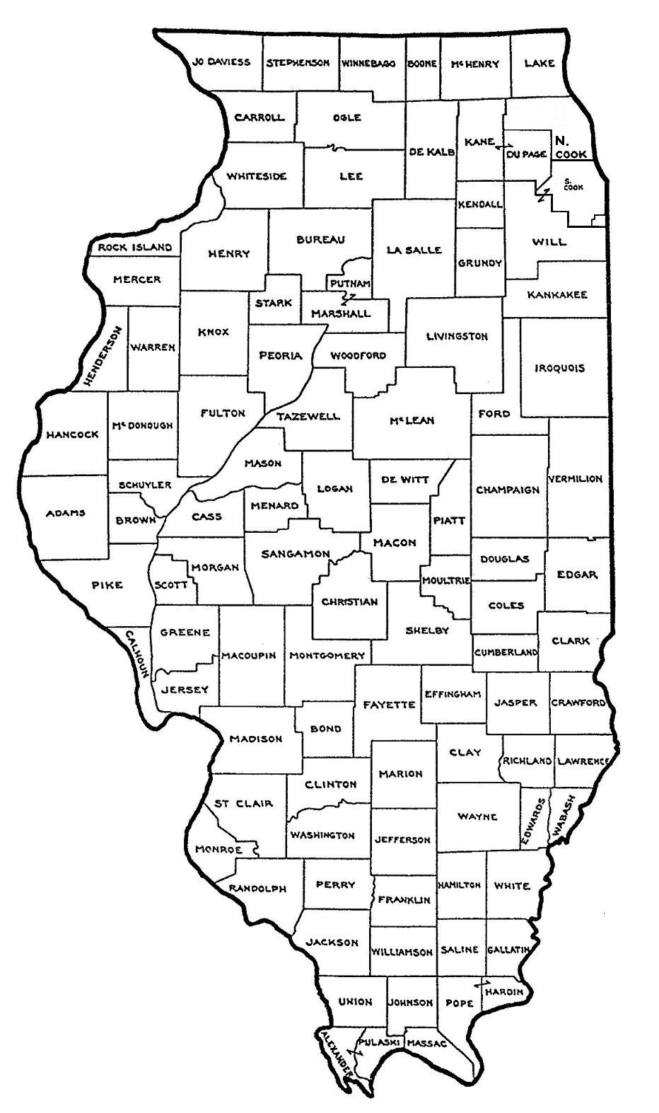 Printable County Map Of Illinois