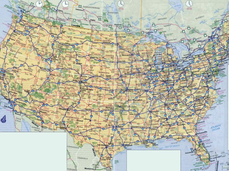 In High resolution Highways Map Of The USA The USA Highways Map Worksheets Library