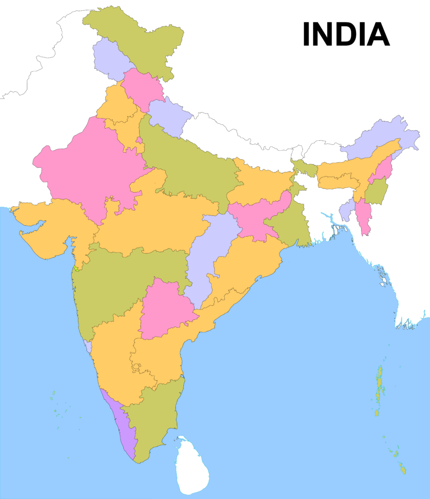 India Map A4 Size Printable