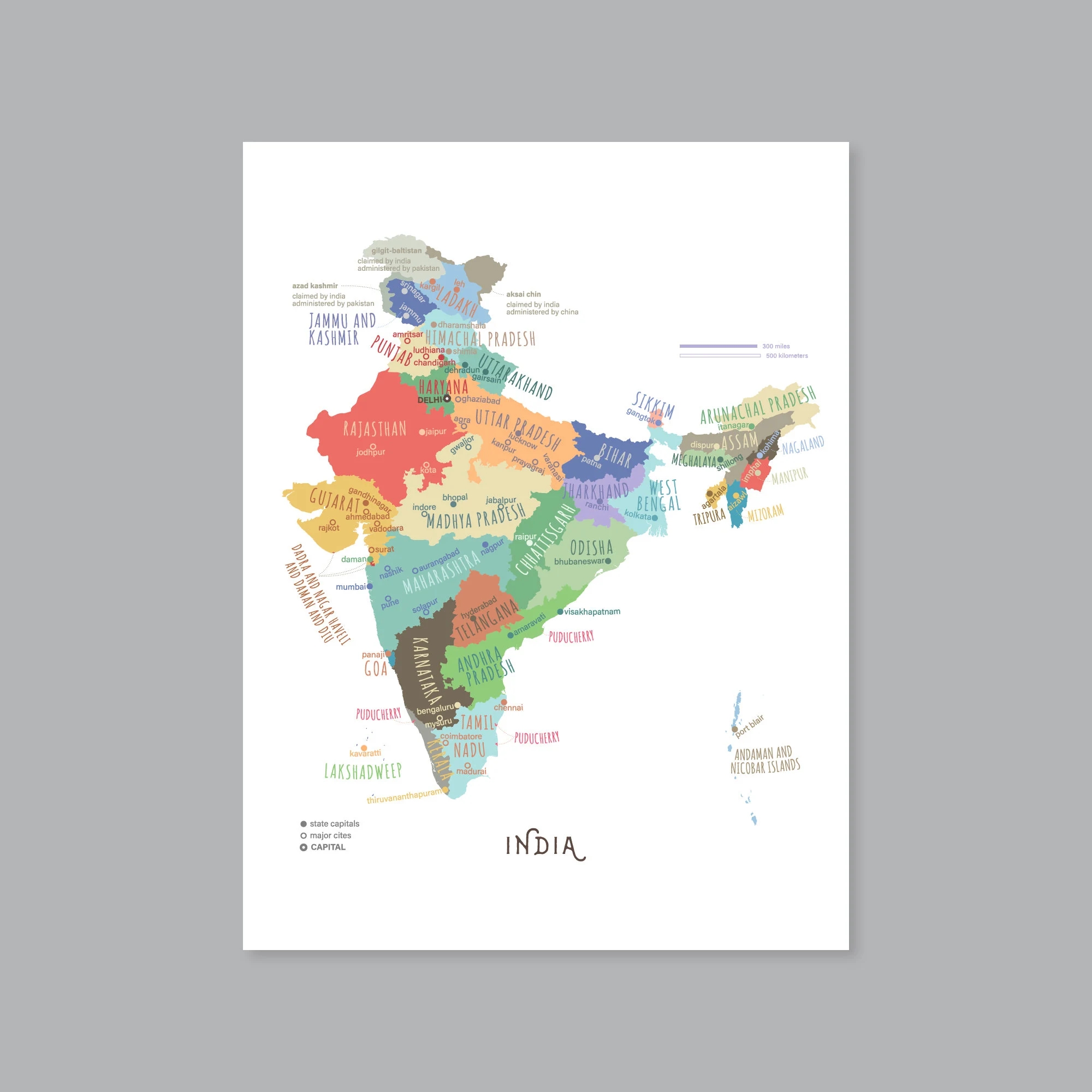 India Map With States Printable