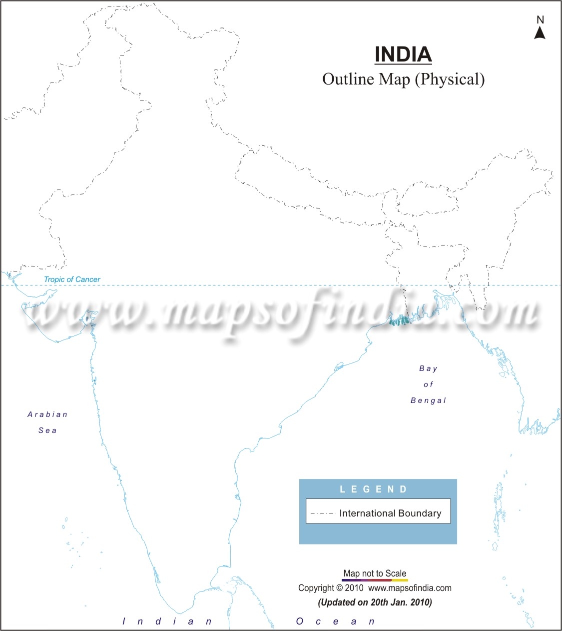 India Outline Map A4 Printable