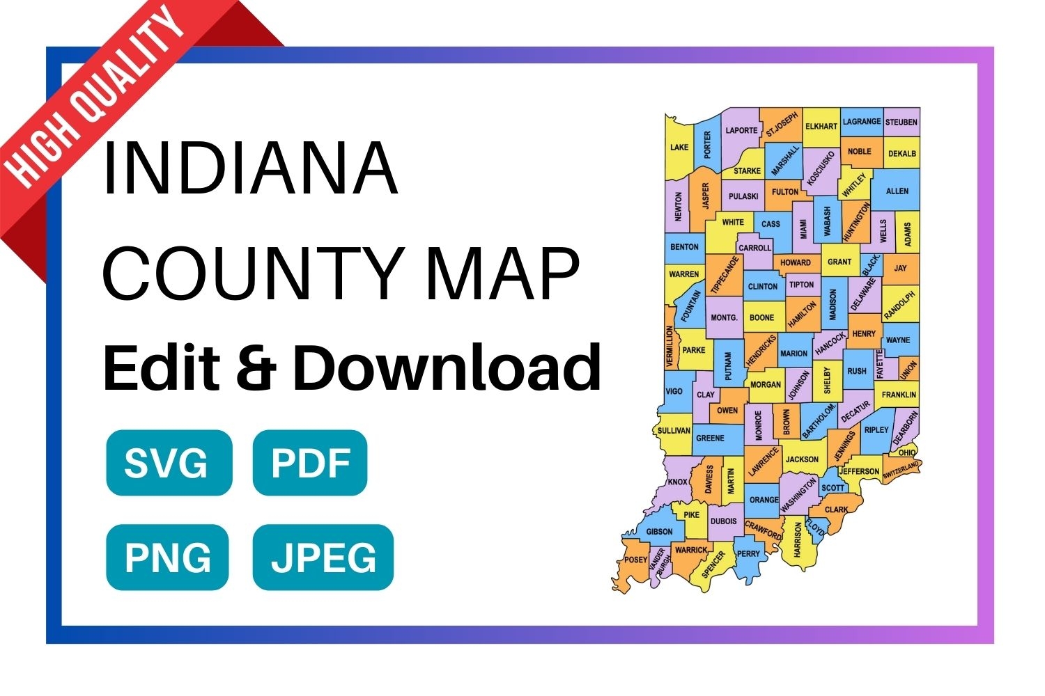 Indiana County Number Map Printable