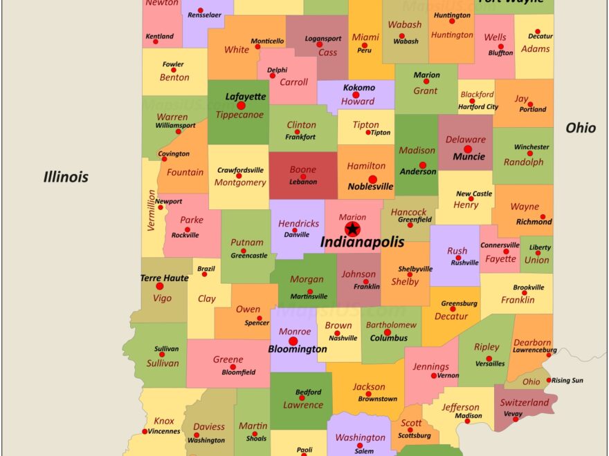 Indiana County Map List Of Counties In Indiana MapsiUS