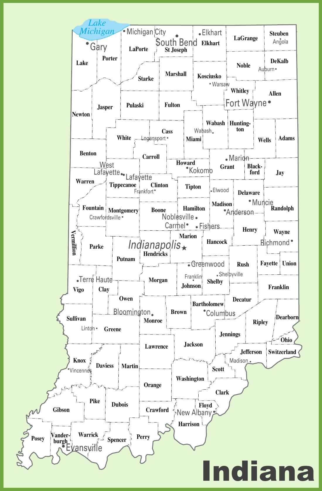Indiana Counties Map Printable