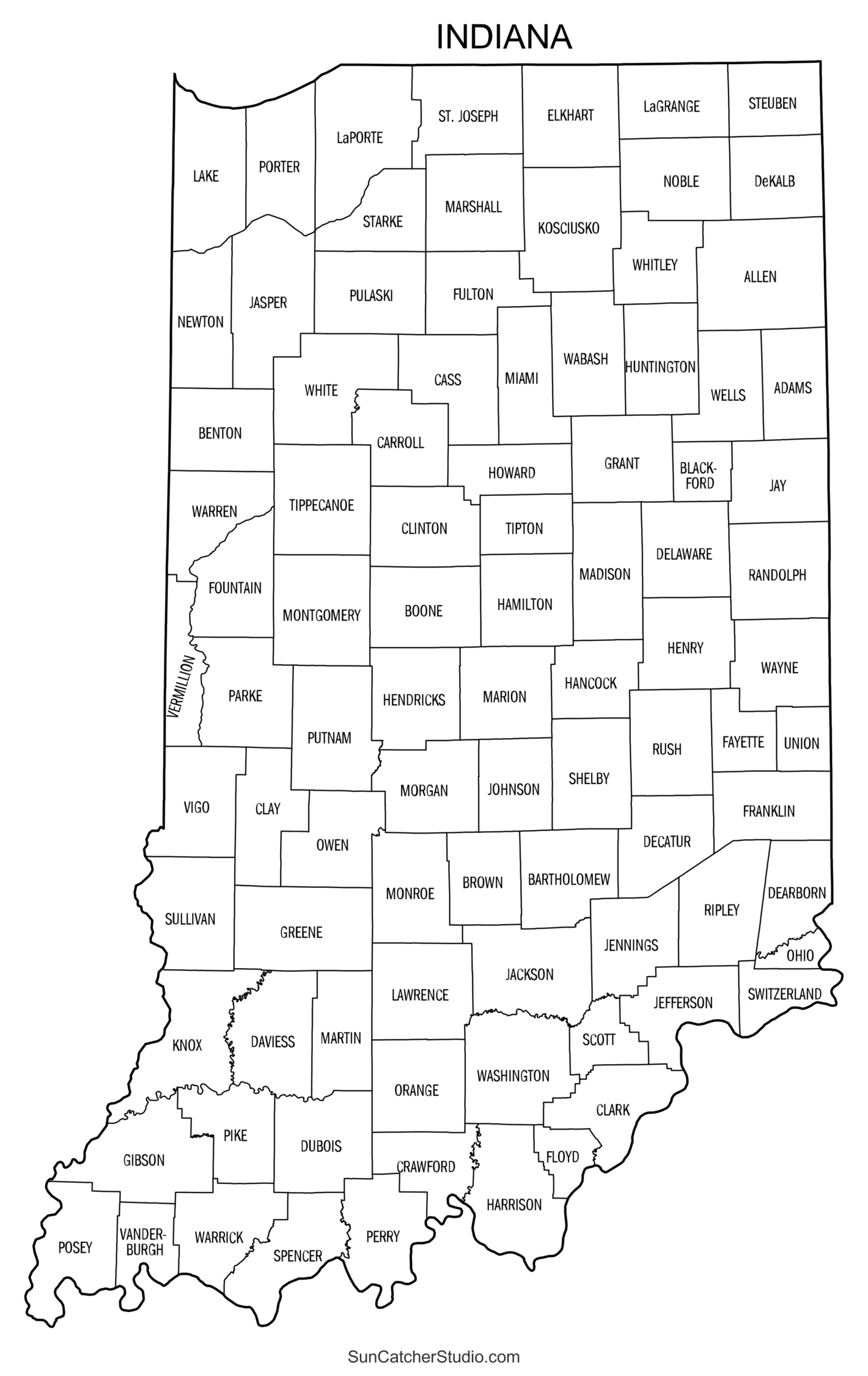 Indiana County Map Printable State Map With County Lines Free Printables Monograms Design Tools Patterns DIY Projects