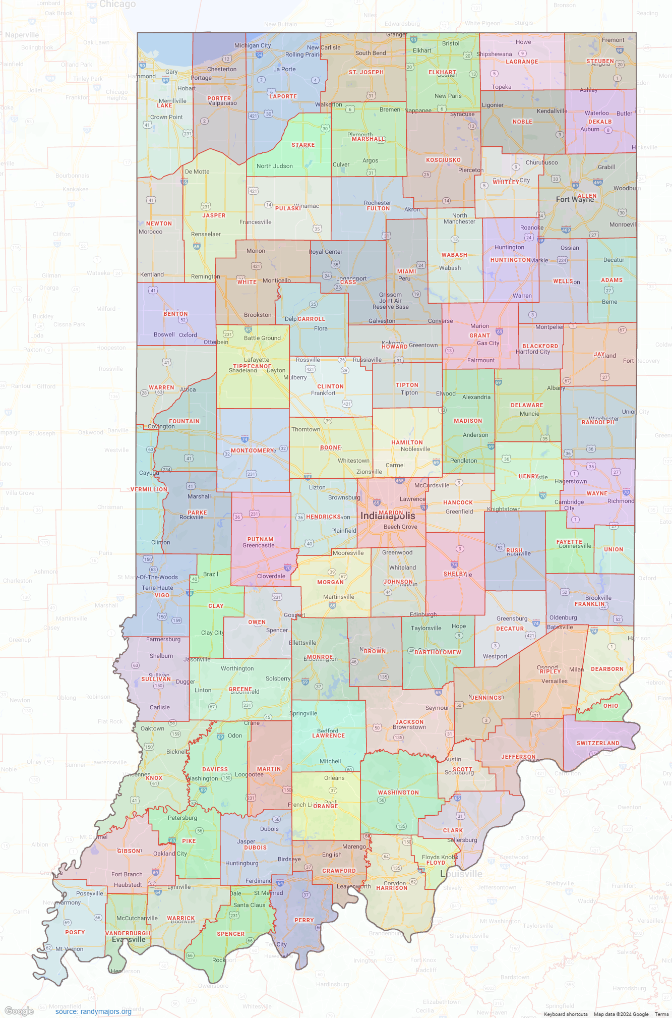 Printable Map Of Indiana Without State Names
