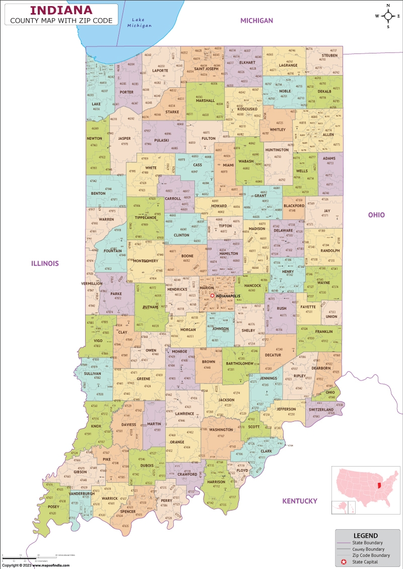 Indiana County Map With County Codes Printable