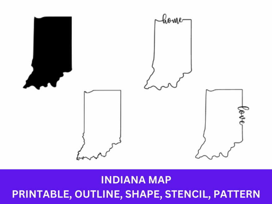 Indiana Map Outline Printable State Shape Stencil Pattern Outline Printable State Shape Stencil Pattern
