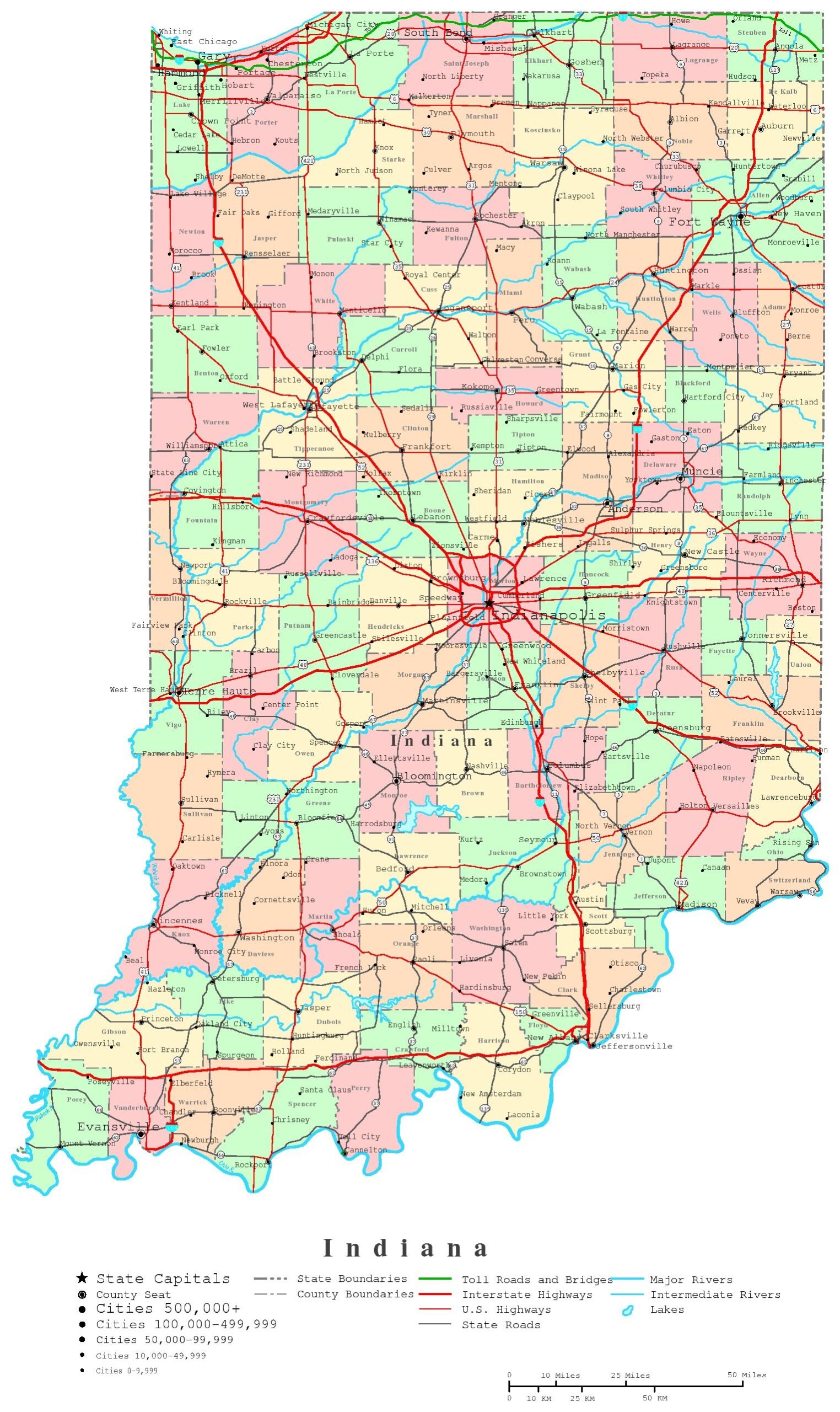 Free Printable Indiana Map Template