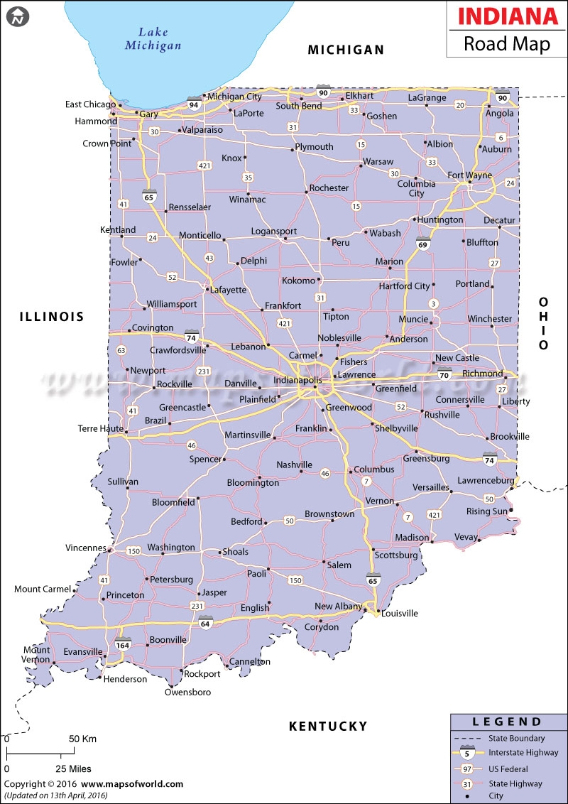 Indiana State Road Map Printable