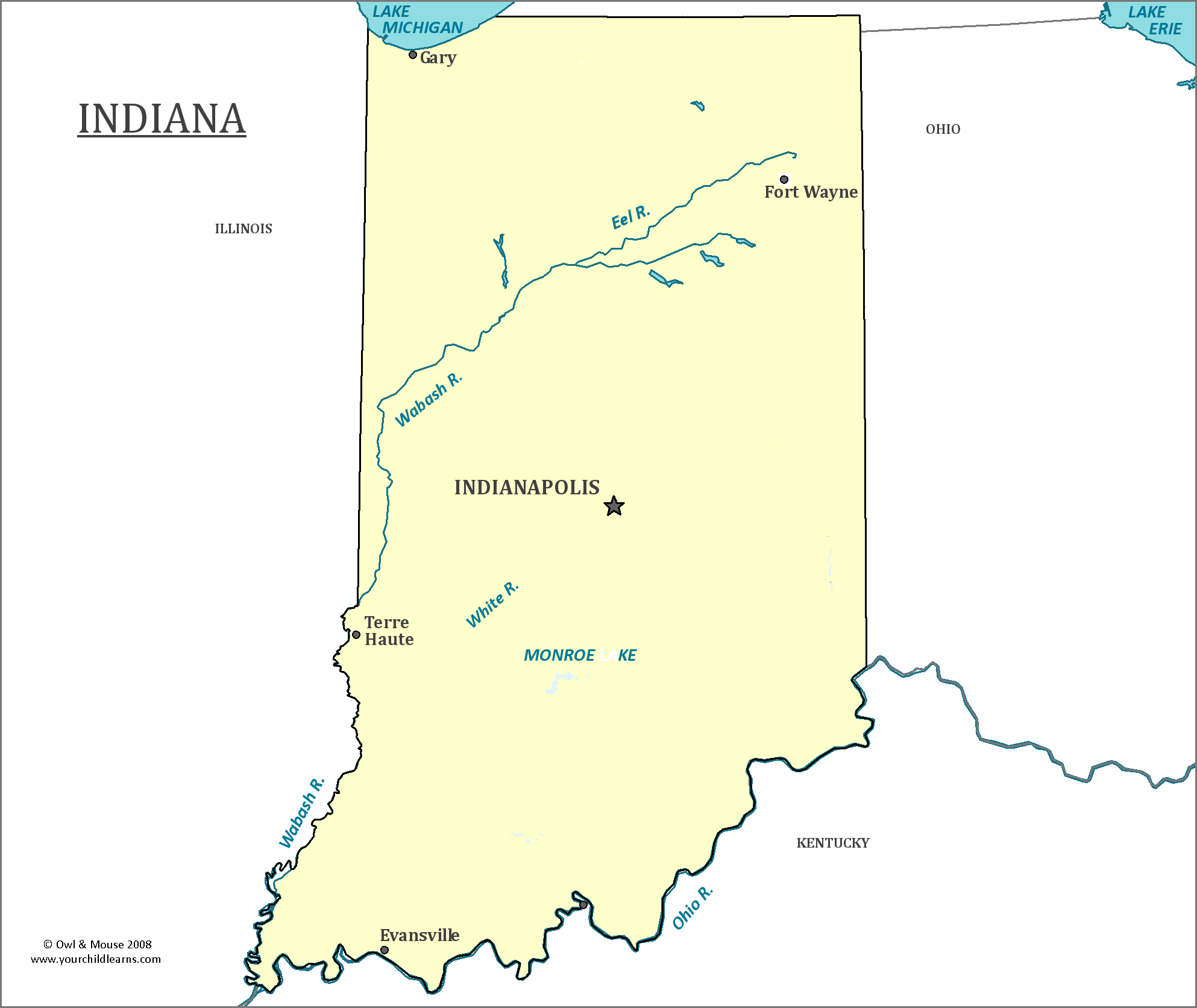 Indinia Printable Map For Kids