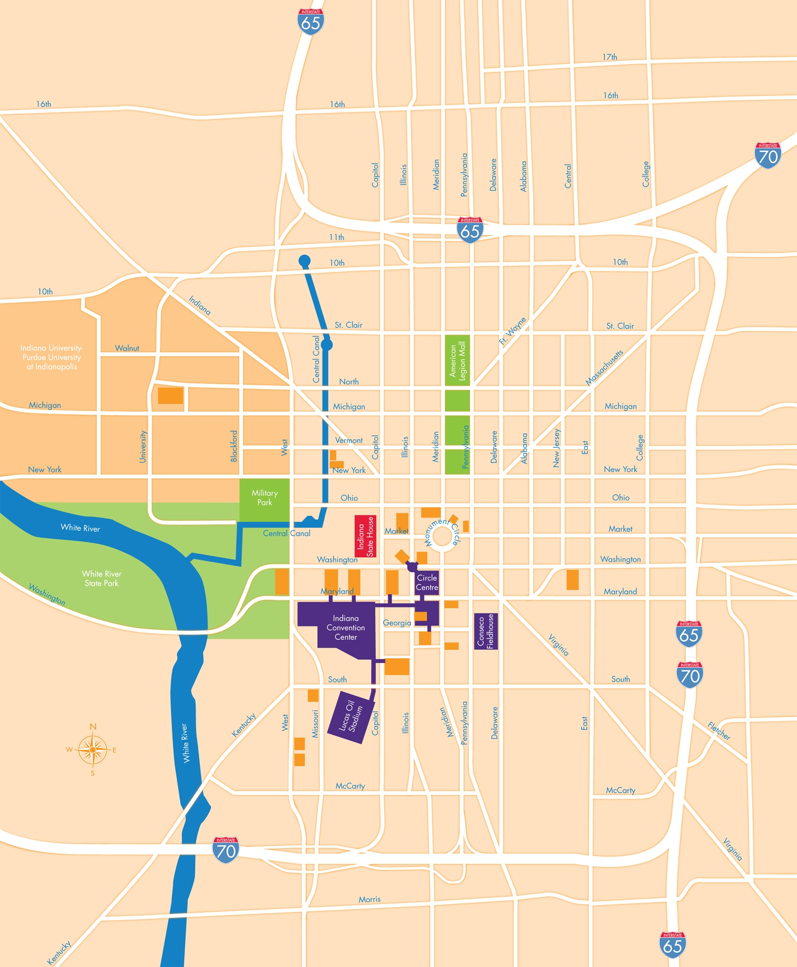 Indianapolis City Map Downtown Printable