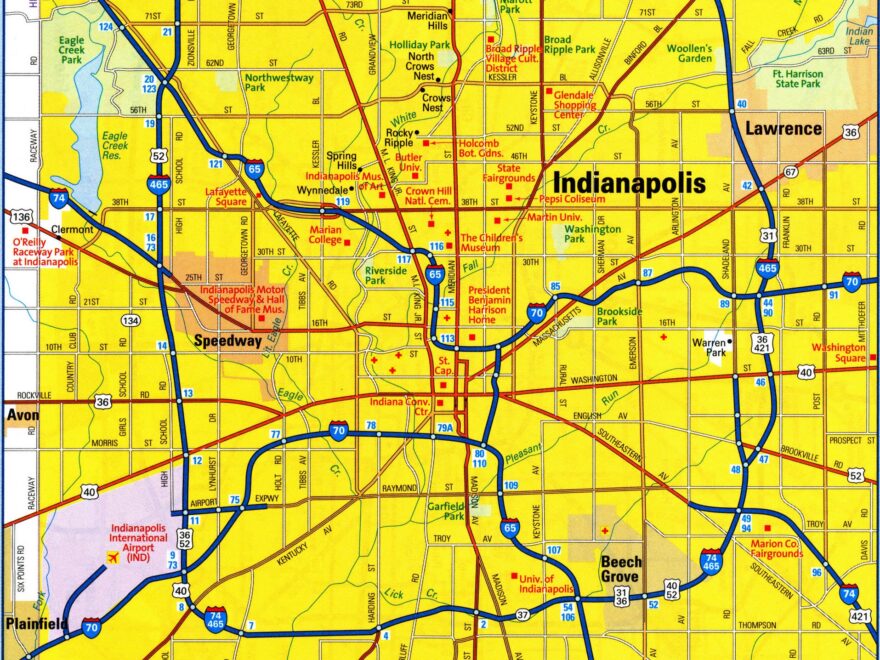Indianapolis IN City Map Free Printable Detailed Map Of Indianapolis City Indiana