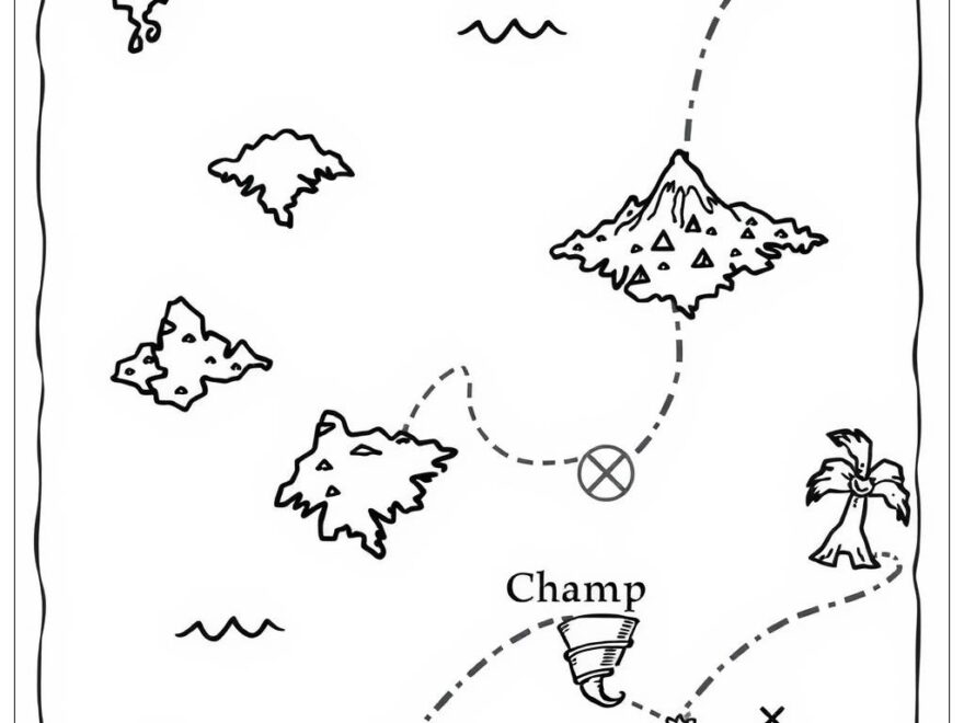 Intricate Pirate Treasure Map With Islands 2 Coloring Page Free PDF PNG Printable