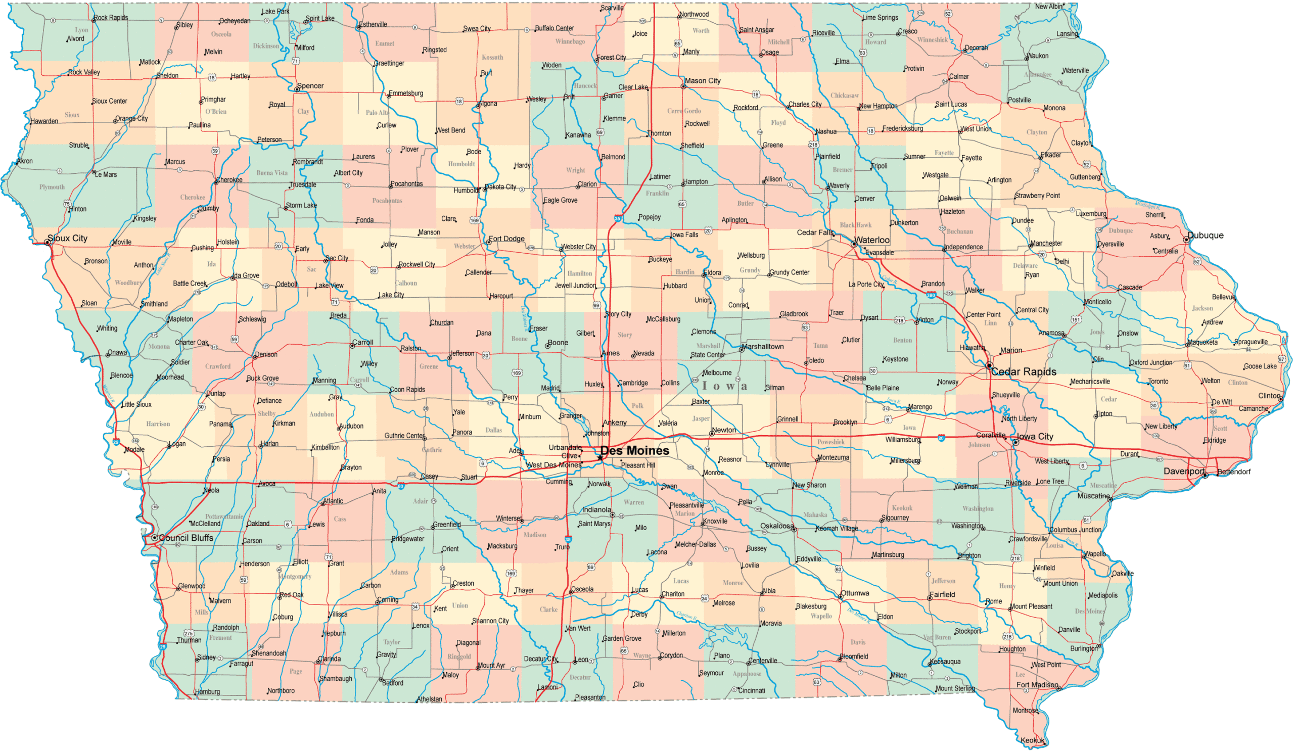 Printable Iowa Road Map