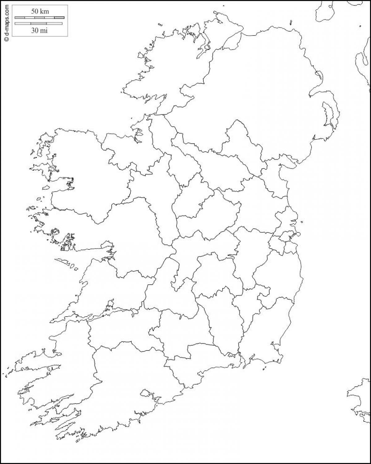 Ireland County Map Outline Blank Map Of Ireland With County Borders Northern Europe Europe 