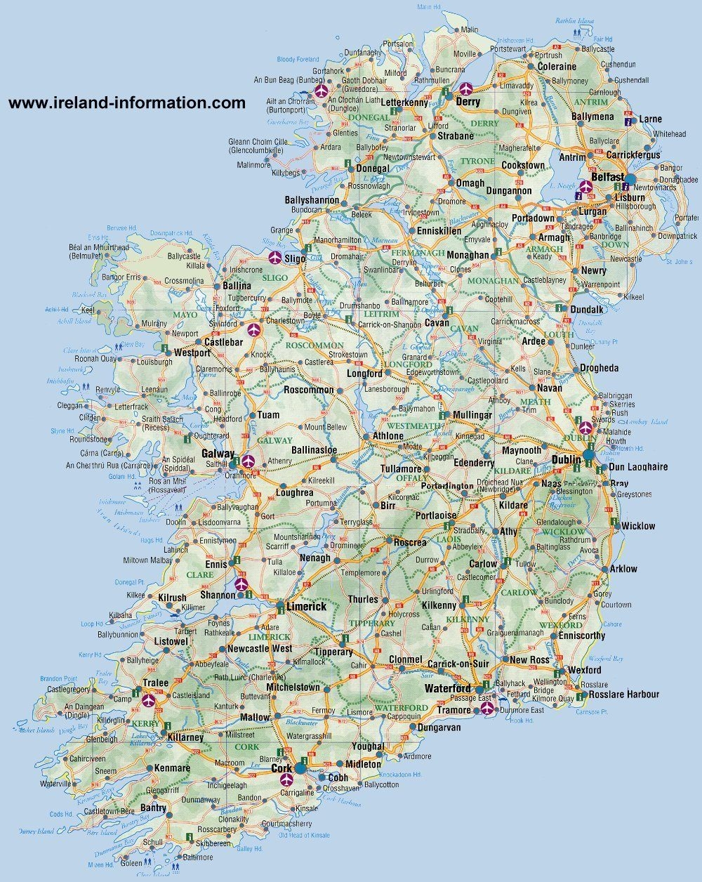 Free Printable Road Map Ireland