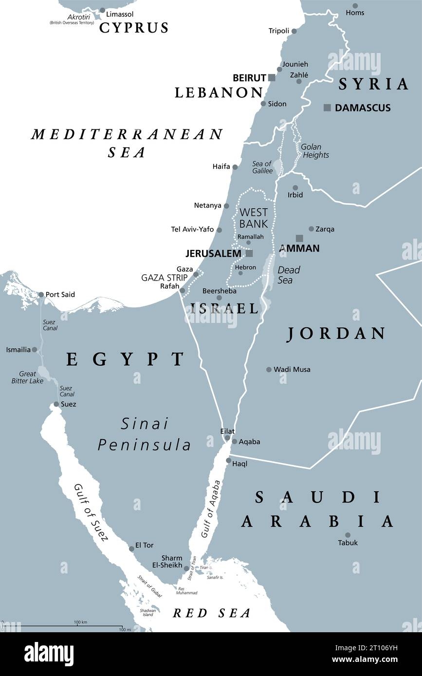 Printable Map Egypt Jordan Israel