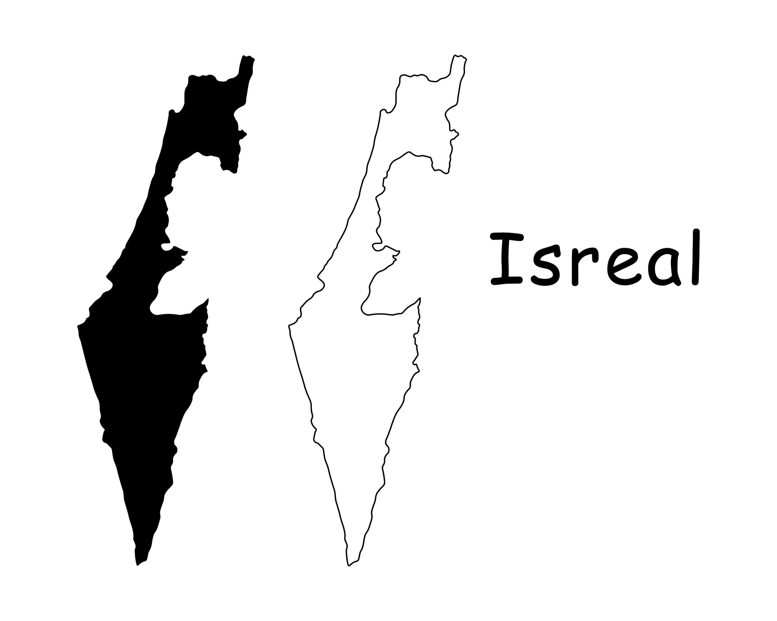 Israel Map SVG Israeli Map Black And White Detailed Solid Outline Boundary Country Map Of Israel Instant Digital Download Svg Png Eps Ai Etsy