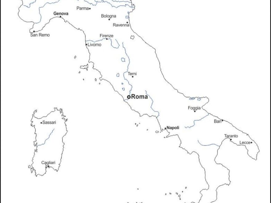 Italy Map Outline Outline Map Of Italy With Cities Southern Europe Europe