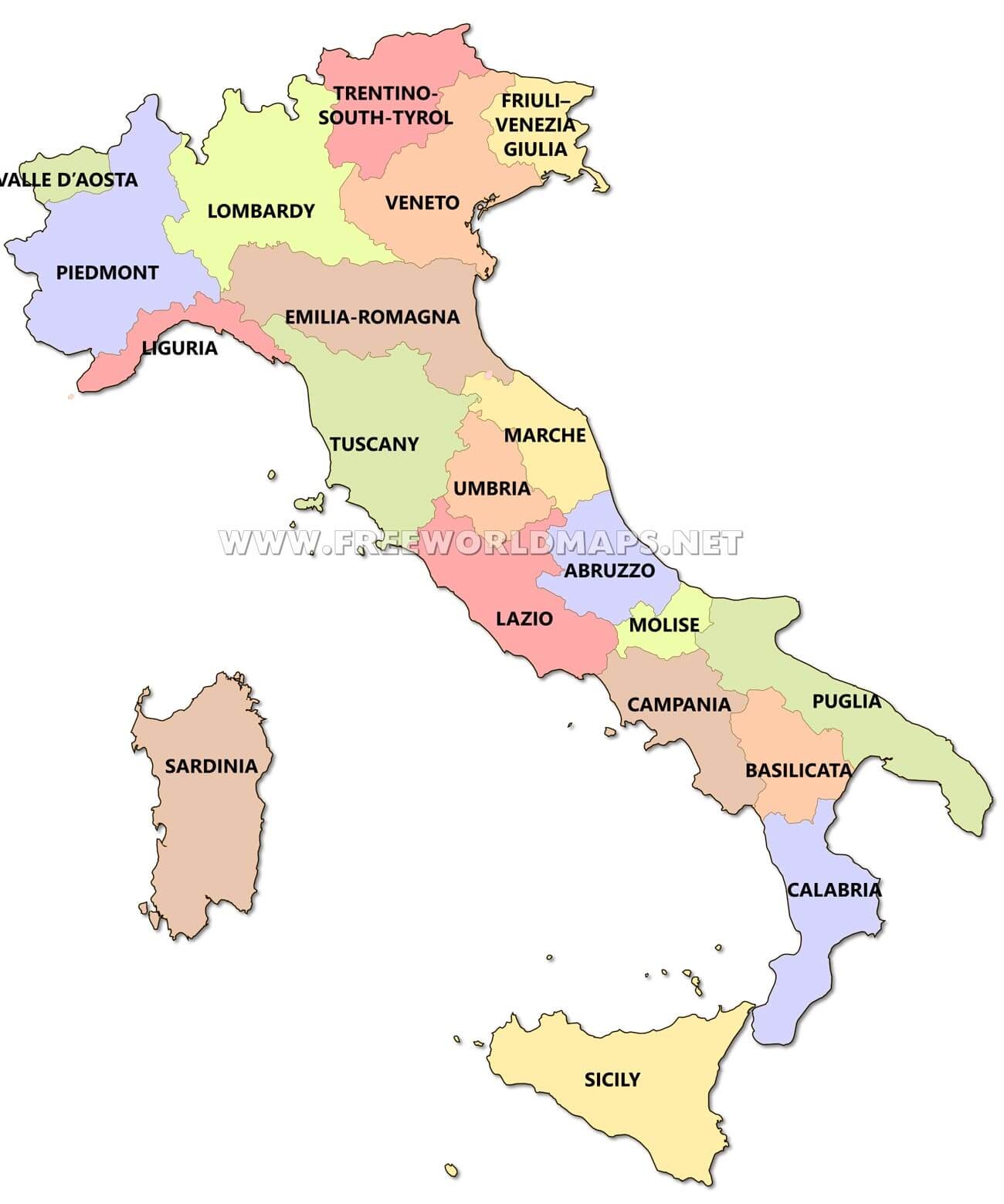Italy Political Map Italy Political Map